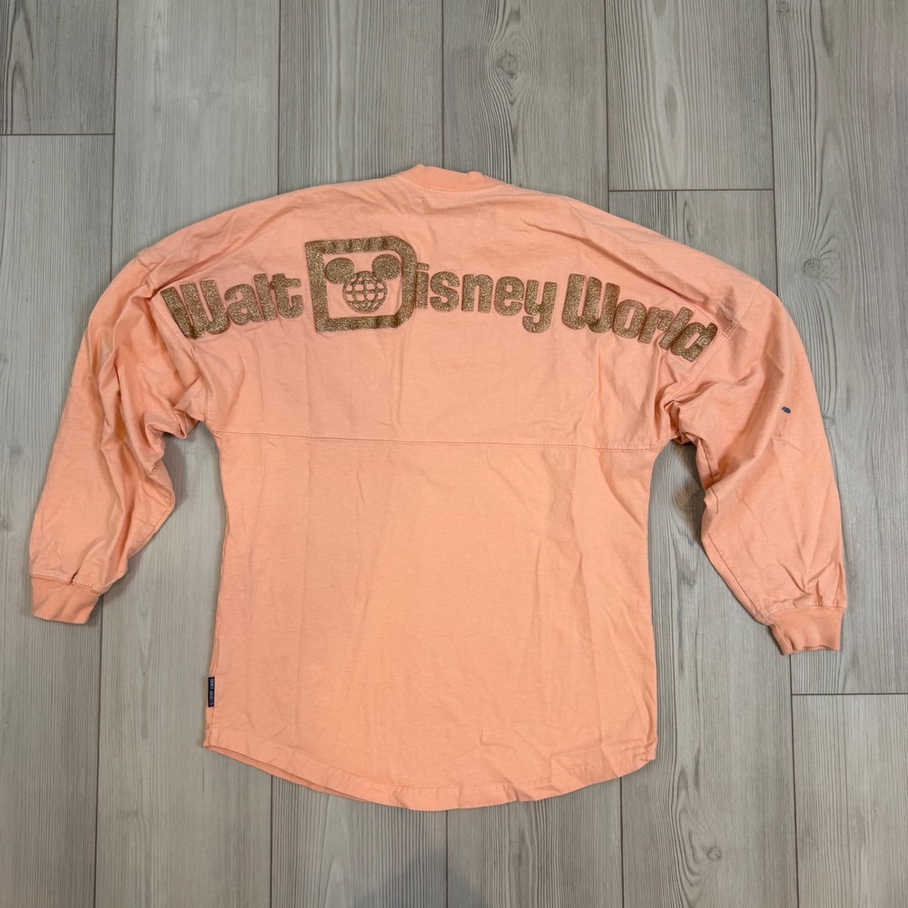 Disney Parks Spirit Jersey Walt Disney World Rose Gold Glitter Peach XS